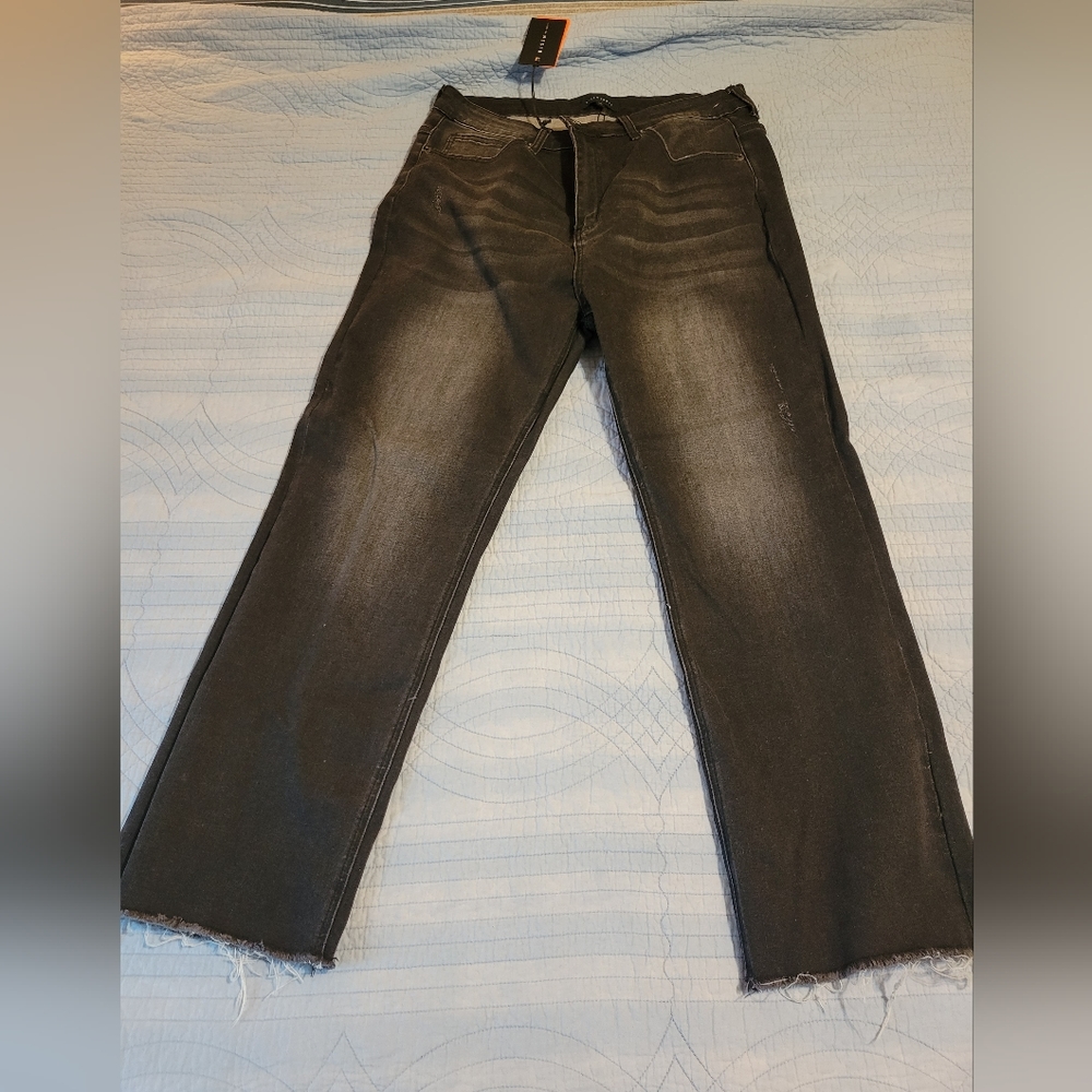 1X High Rise Straight Black Jeans